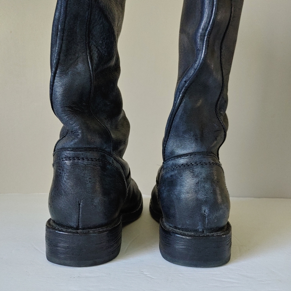 Freebird Contra Tall Boots Western Moto Size 7 Leather Blue Black - Picture 14 of 16